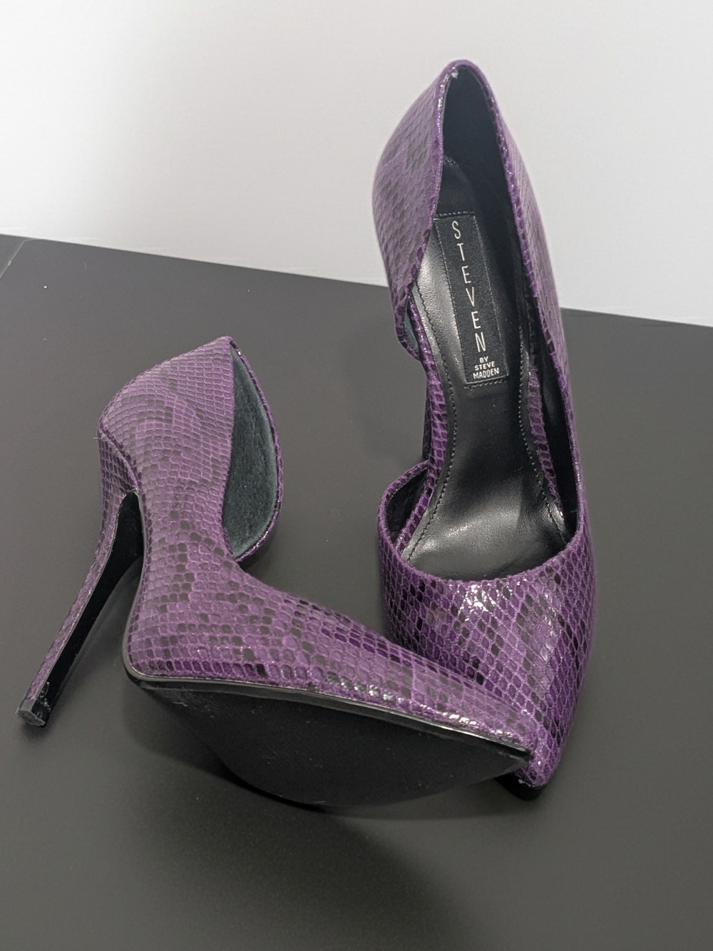 Steve Madden Purple Snake-Embossed High Heel Pumps